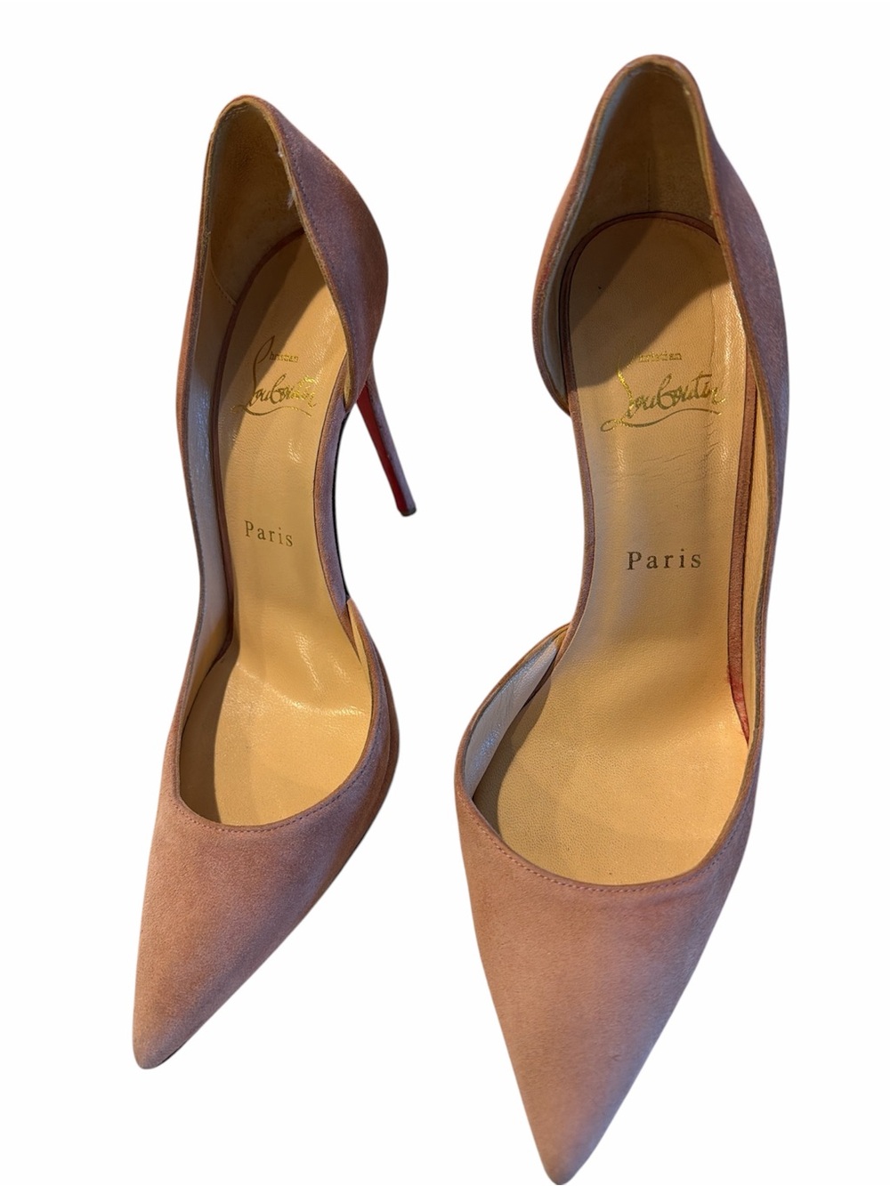Christian Louboutin Blush Suede Pointed-Toe Pumps